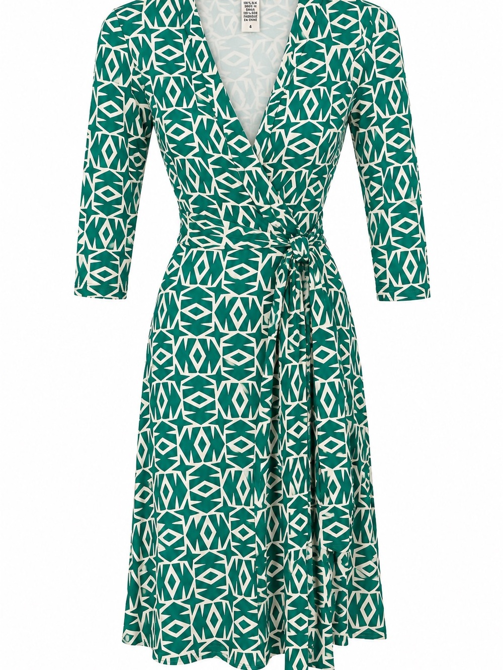 DVF Diane von Furstenberg Julian Silk Wrap Dress Green Size 4